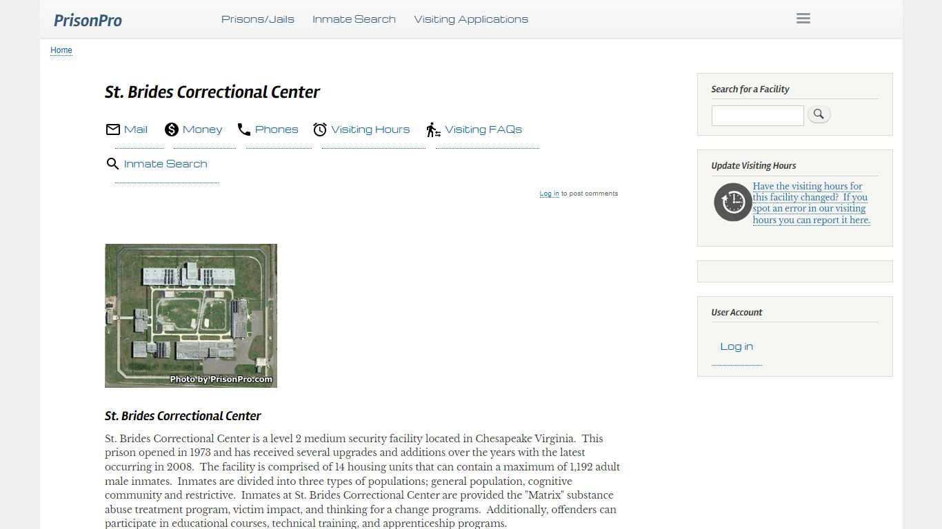 St. Brides Correctional Center Visiting hours, inmate phones, mail